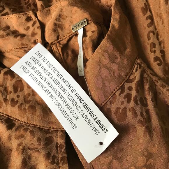 Young Fabulous Broke Dress Medium Brown Satin Slip Leopard Satin Stretch Halter - Picture 7 of 10